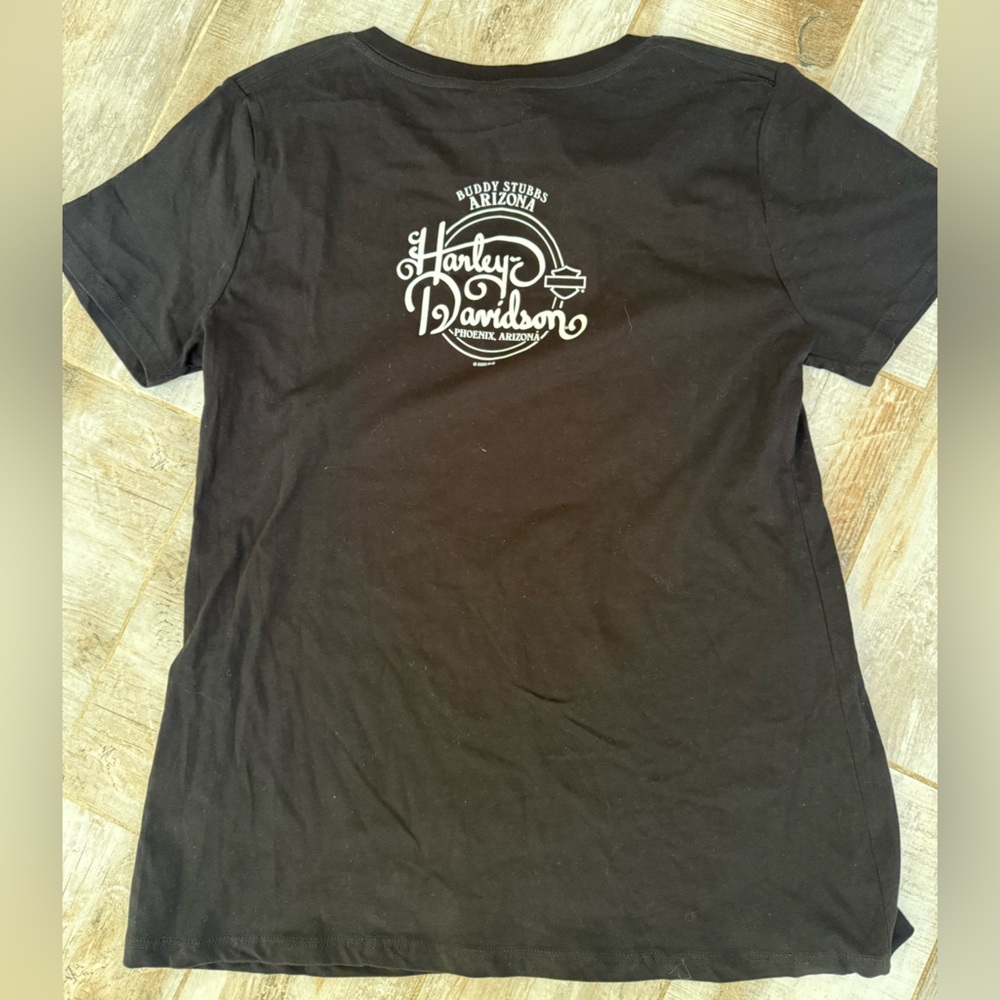 Harley-Davidson Black Tee with Blue and Orange Design - Picture 3 of 3